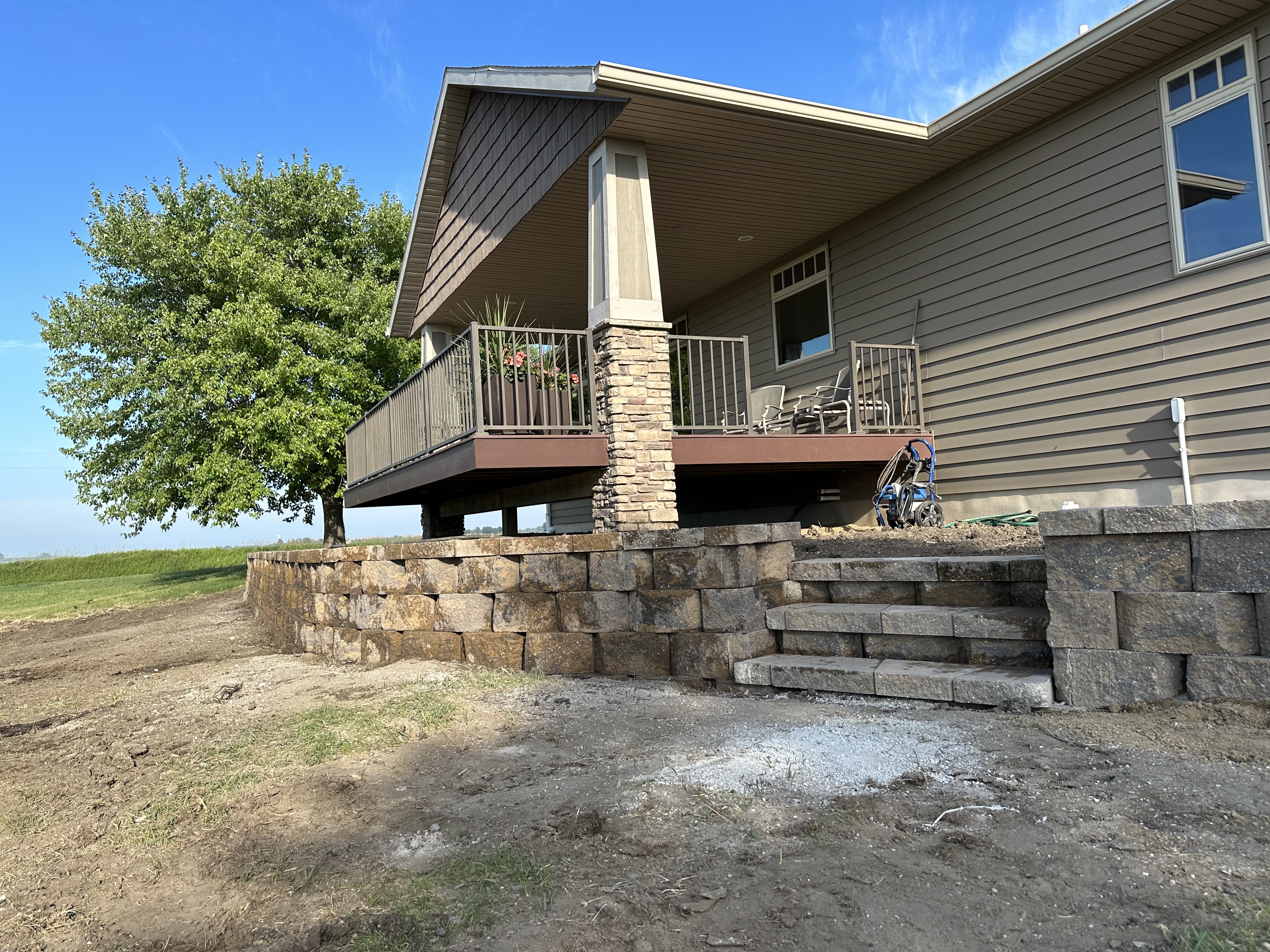 Natural boulder retaining wall